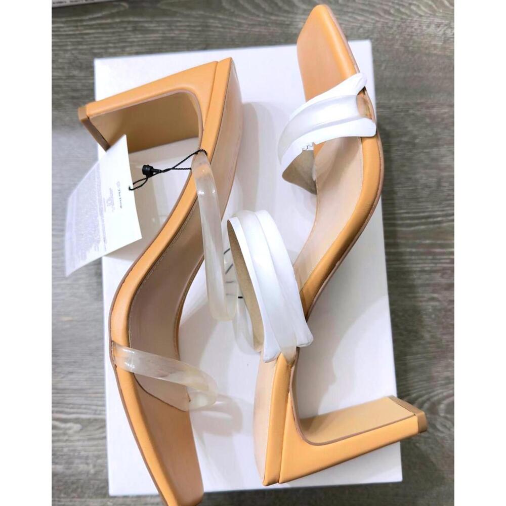 The Drop Avery Clear Strappy Square Toe Heeled Sandal Women - Picture 2 of 3